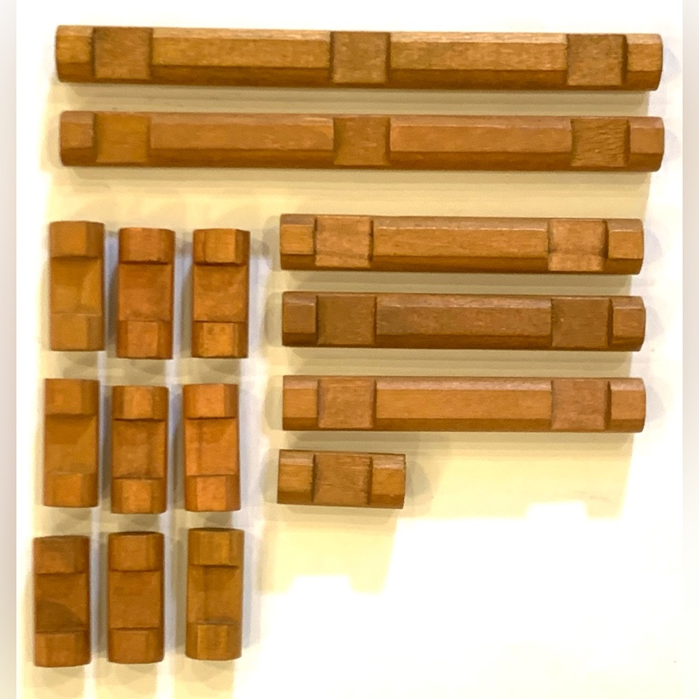 Vintage 15 Piece Golden BROWN LINCOLN LOGS replacement Wooden Lot Building parts